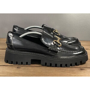 Open Edit Women's Platform Loafers Size 6.5 Black Faux Leather